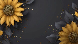 深色背景上的向日葵花卉图
