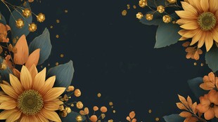 深色背景下的向日葵花卉图