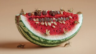 西瓜上的昆虫微观世界