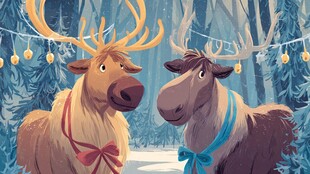 森林中的可爱驯鹿