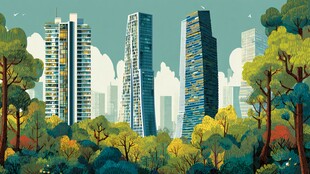 都市森林中的高楼景观