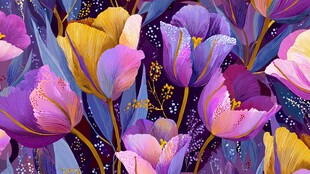 梦幻郁金香花卉图案