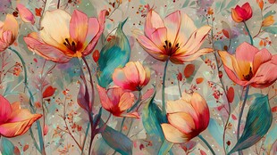 绚丽多彩的梦幻郁金香花卉