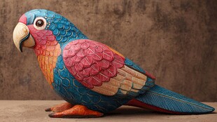 彩色鹦鹉木雕摆件