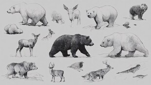 手绘野生动物集合