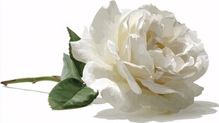 单枝白玫瑰特写