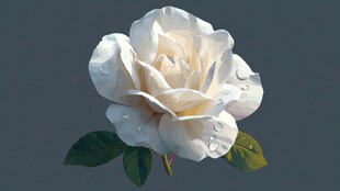 白玫瑰 水珠点缀的优雅绽放