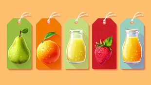 水果与果汁标签插画