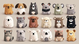 可爱动物摆件集合展示