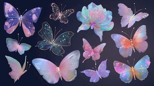 梦幻炫彩蝴蝶花朵集合