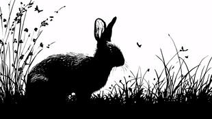 草丛中的兔子剪影