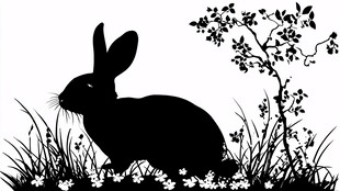 田野中的兔子剪影
