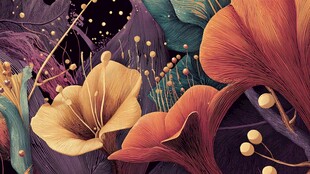 梦幻花卉插画 色彩绚丽