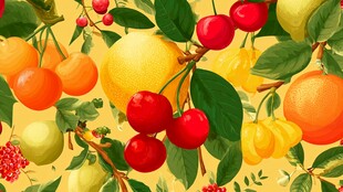 缤纷水果与绿叶的美妙组合