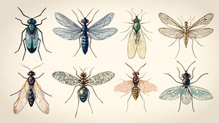 多样飞虫插画展示