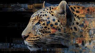 数码艺术风的猎豹侧影