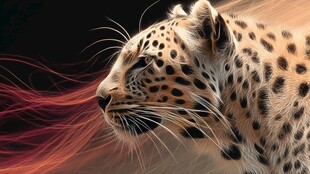 猎豹侧影 灵动线条与光影