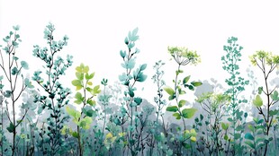 清新绿植水彩插画