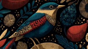 绚丽花鸟插画 自然之美呈现