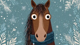 冬日戴围巾的萌趣小马