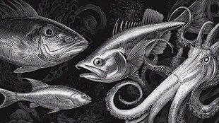 深海鱼类与章鱼的奇妙画面