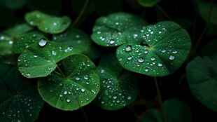 带水珠的翠绿三叶草