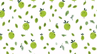 青苹果可爱图案无缝背景
