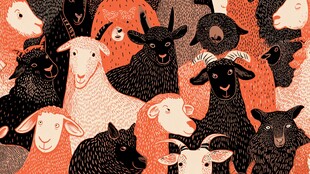 一群可爱山羊的插画世界