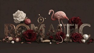 浪漫元素组合装饰场景