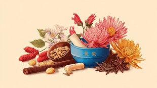 传统中药材与花卉的组合
