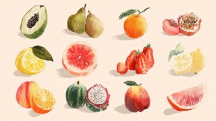 缤纷多彩水果插画展示