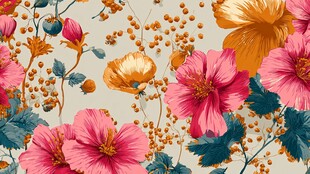 复古花卉图案背景纹理