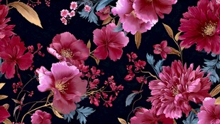 深色底繁花图案精美花卉