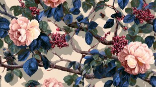 复古风花卉枝叶图案背景