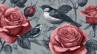 玫瑰与飞鸟的浪漫图景