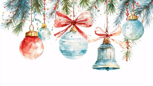 水彩风圣诞装饰挂件