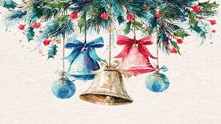 水彩风圣诞铃铛装饰图