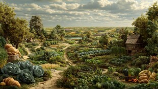 田园菜园风光 宁静乡村景