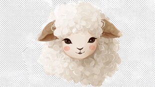 可爱绵羊头像插画