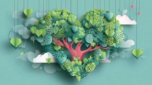 心形绿植树梦幻场景