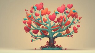 爱心树 浪漫的心形树木景观