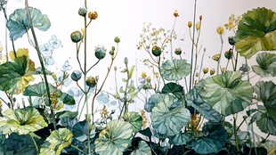 清新绿植花卉插画景象