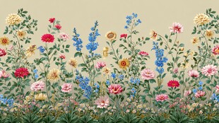 缤纷花卉图案 复古艺术风