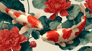 锦鲤戏荷间 吉祥入画来