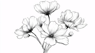手绘花卉线稿