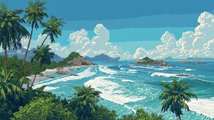 热带海滨风光绝美画卷