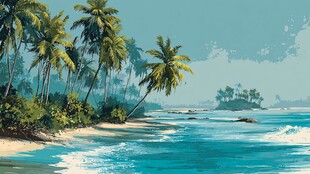 热带海滨风光 椰影婆娑