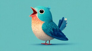 可爱蓝鸟张嘴欢唱