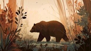 森林中漫步的棕熊