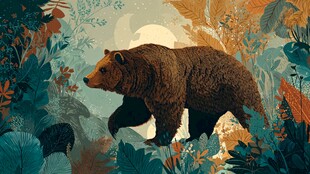 森林中漫步的棕熊